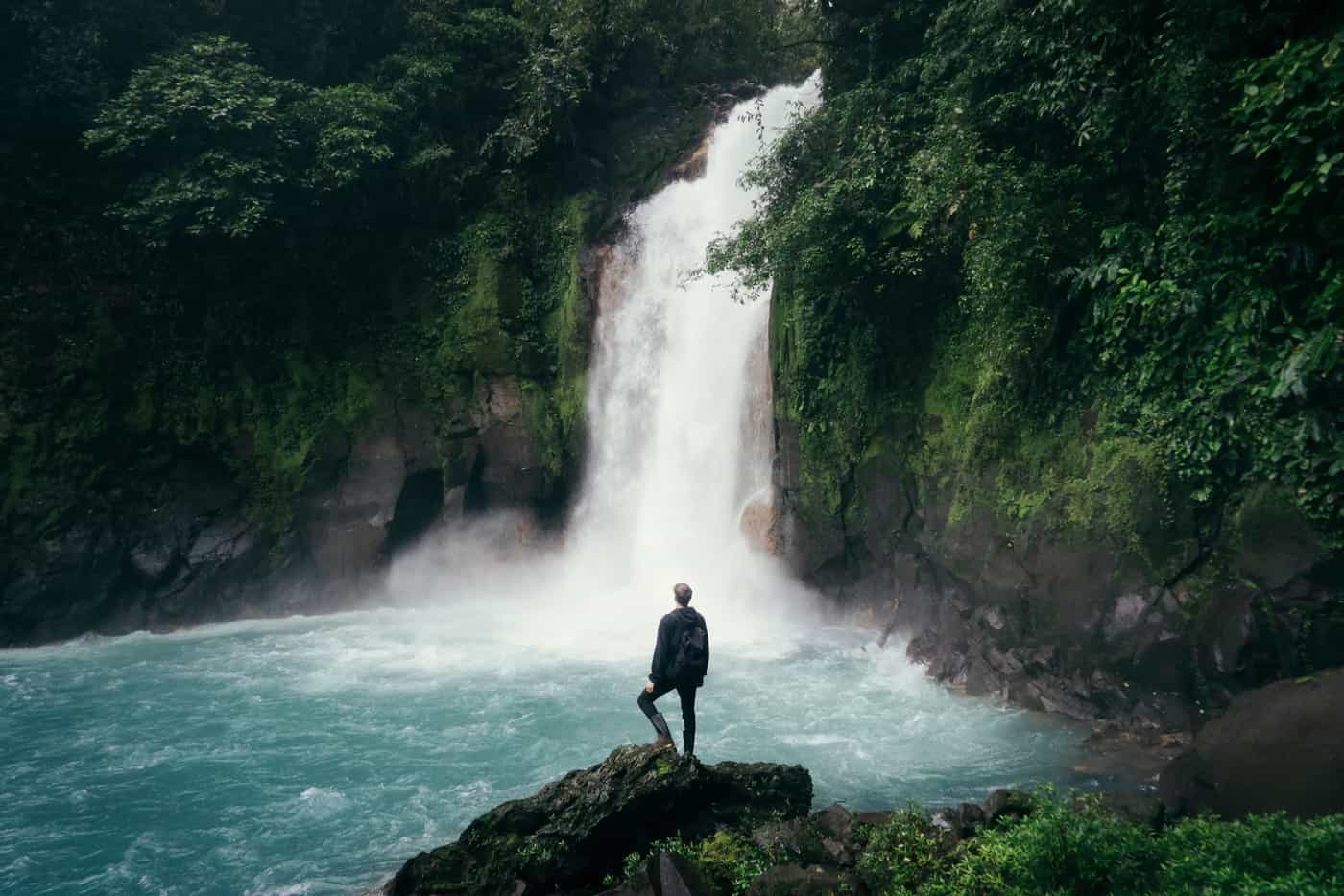 Traveller enjoying a peaceful mountain trip